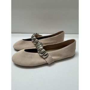 Aldo Figgs Women's 6 Ballet Flat Light Pink/Blush Silver Strap Accent